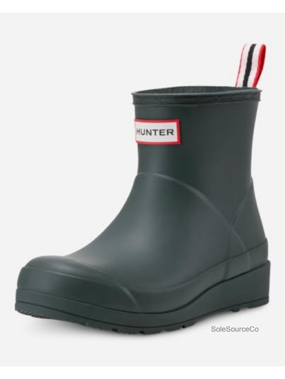 Waterproof Rubber Mid-Calf Rain Boots Pull-On Flat Heel